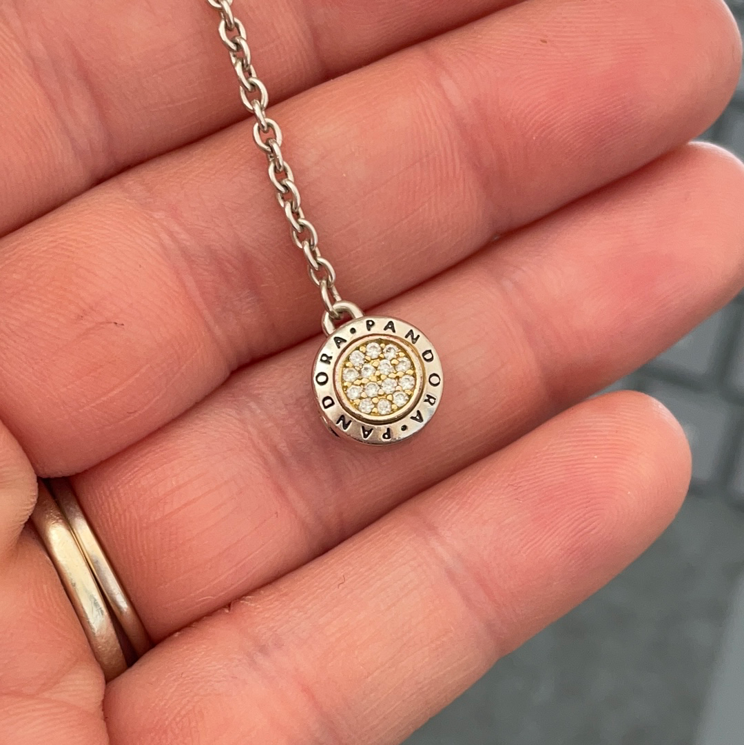 Genuine Pandora Two Tone Safety Chain Pave Logo