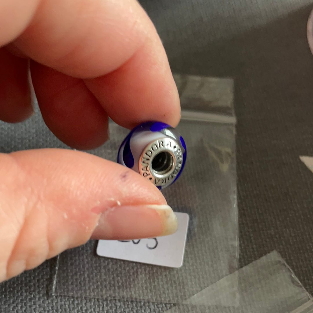 Genuine Pandora Blue Swirl Paint Murano