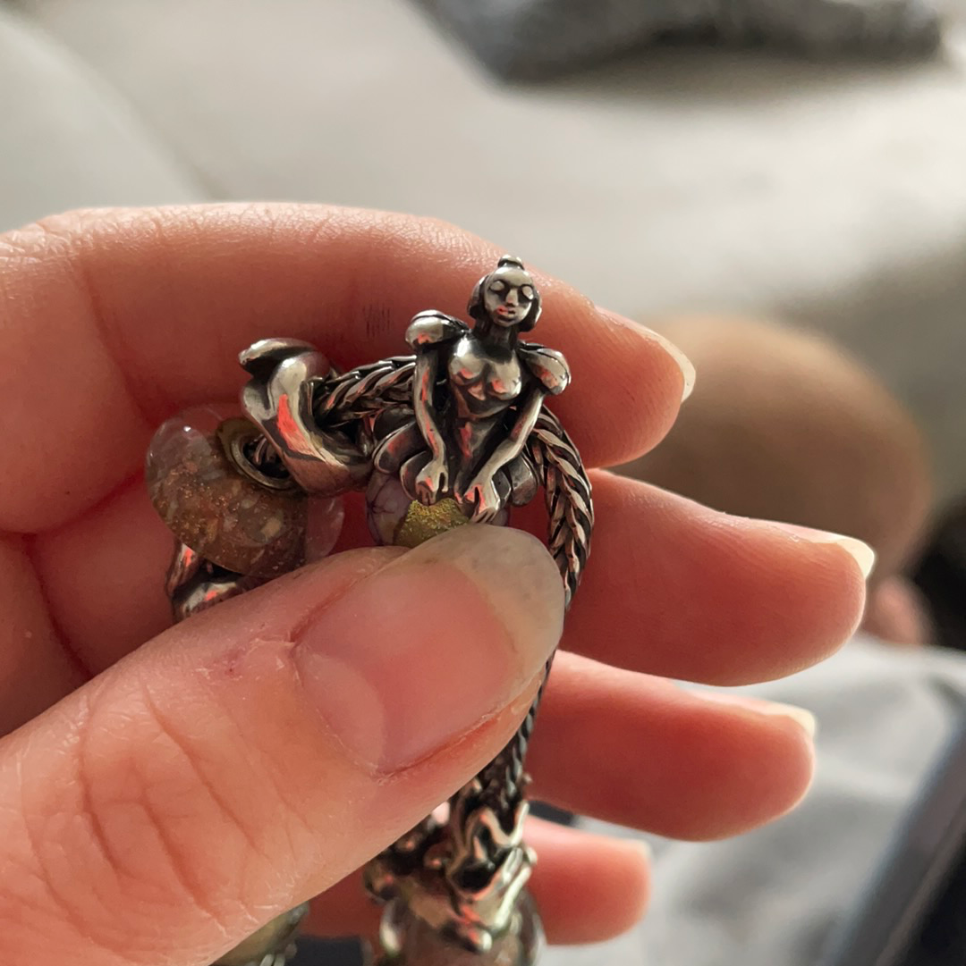 Genuine Trollbeads Fairy on a Bud Murano Charm
