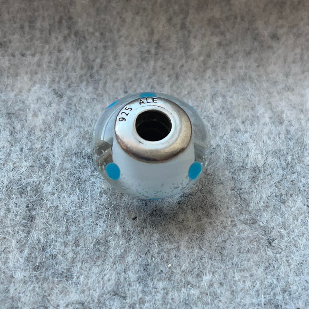 Genuine Pandora Pink or Blue Polka Dot Murano Charm VARIOUS COLOURS