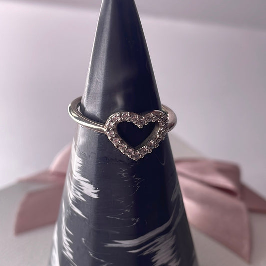 Genuine Pandora Heart Pave Openwork Ring Size 48
