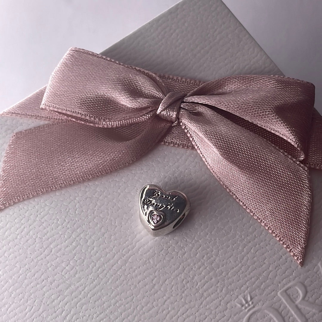 Genuine Pandora Grand Daughter Charm Heart With Stone