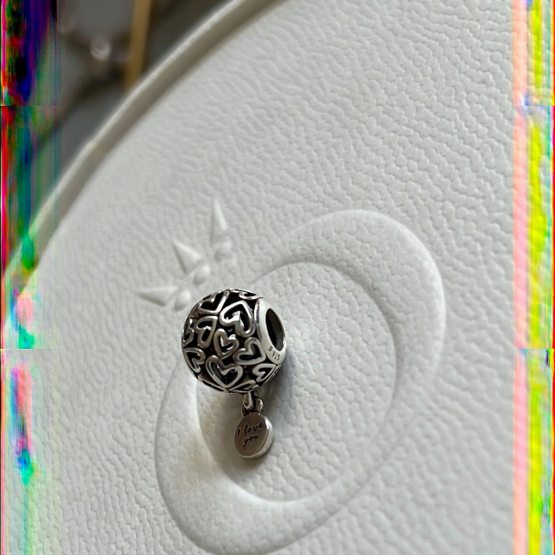 Genuine Pandora Love Heart Openwork I Love You Dangle
