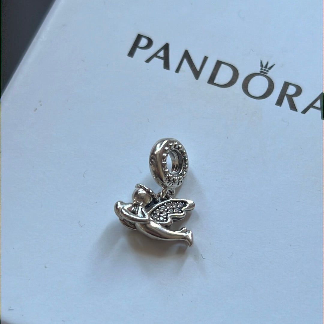 Genuine Pandora Angel Wing Dangle Pave Charm