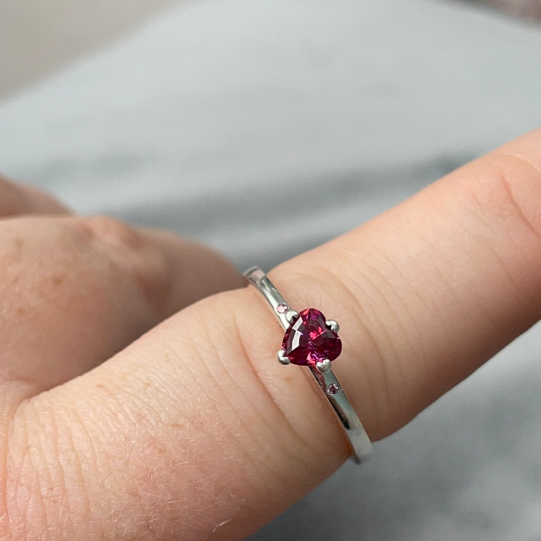 Genuine Pandora Ring Size ... You & Me' Pink Stone Valentine's Day Ring Love Heart