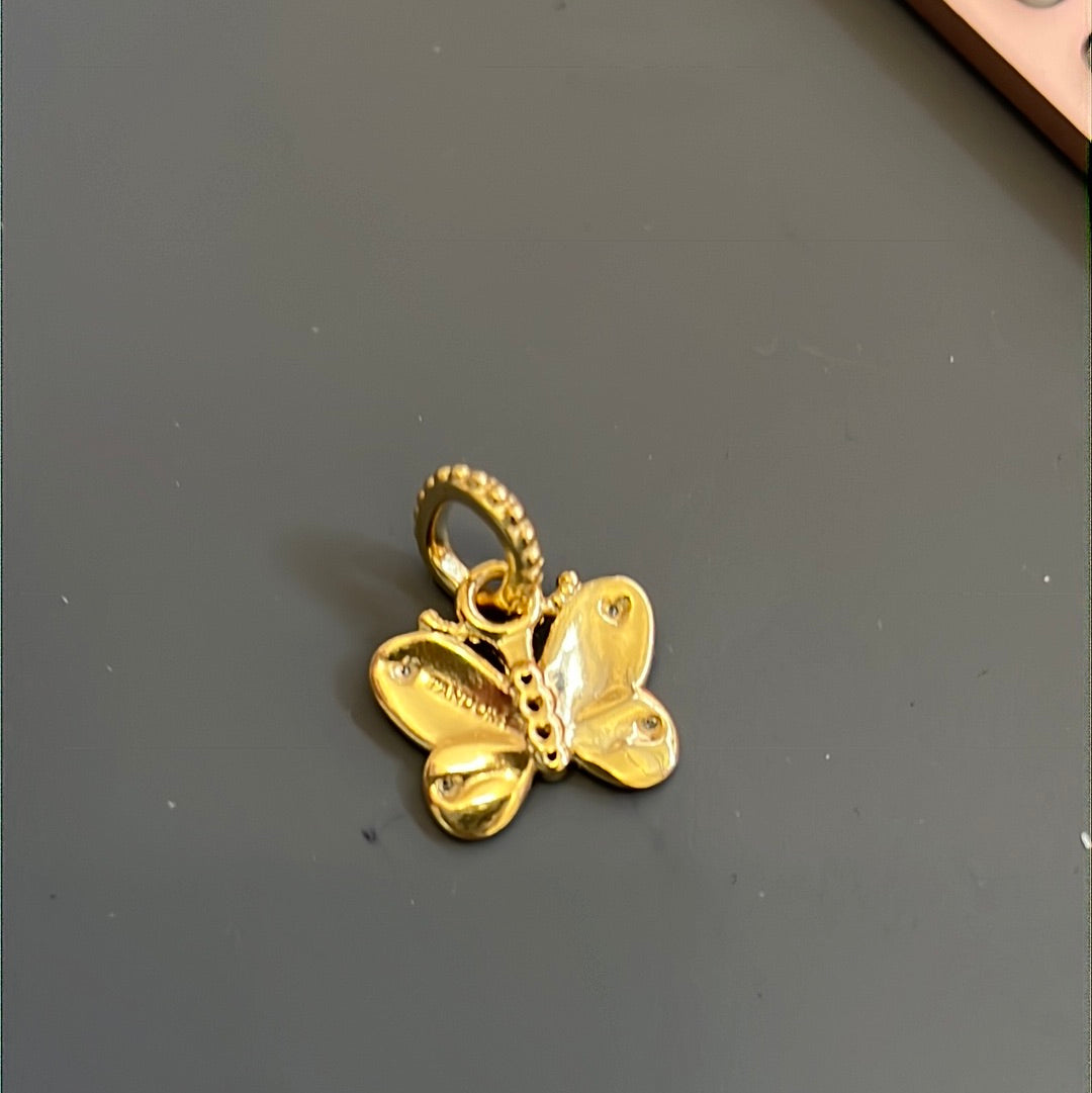 Genuine Pandora Shine Gold Butterfly Sparkle Pave Dangle Charm