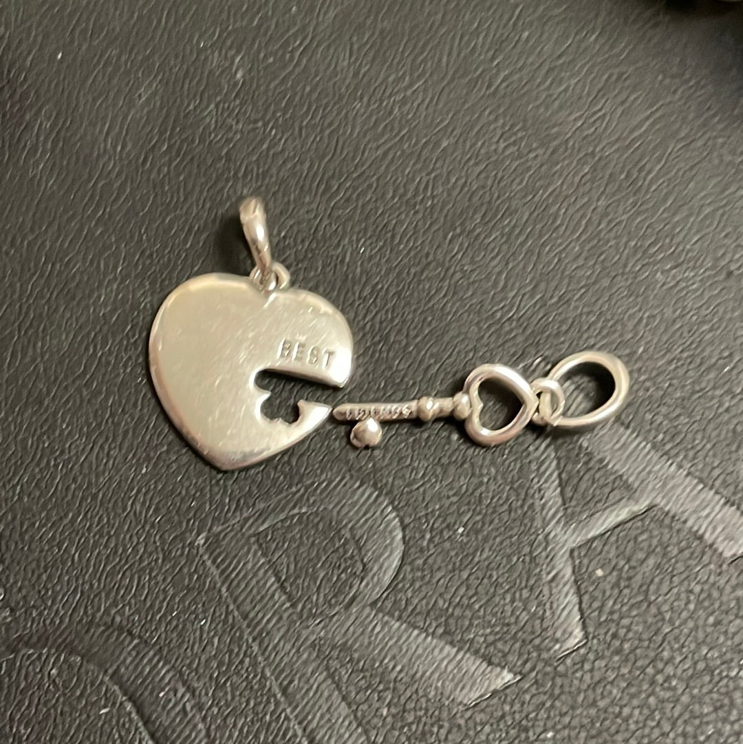 Genuine Pandora Best Friends Heart and Key Dangle Charm 2 x Charms