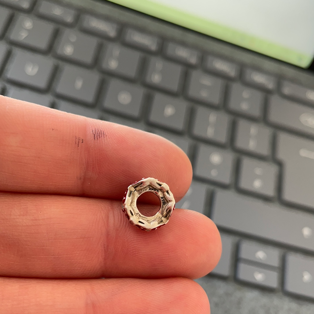 Genuine Pandora Disney Minnie Mouse Red Polka Dot Bow Spacers PAIR Charm