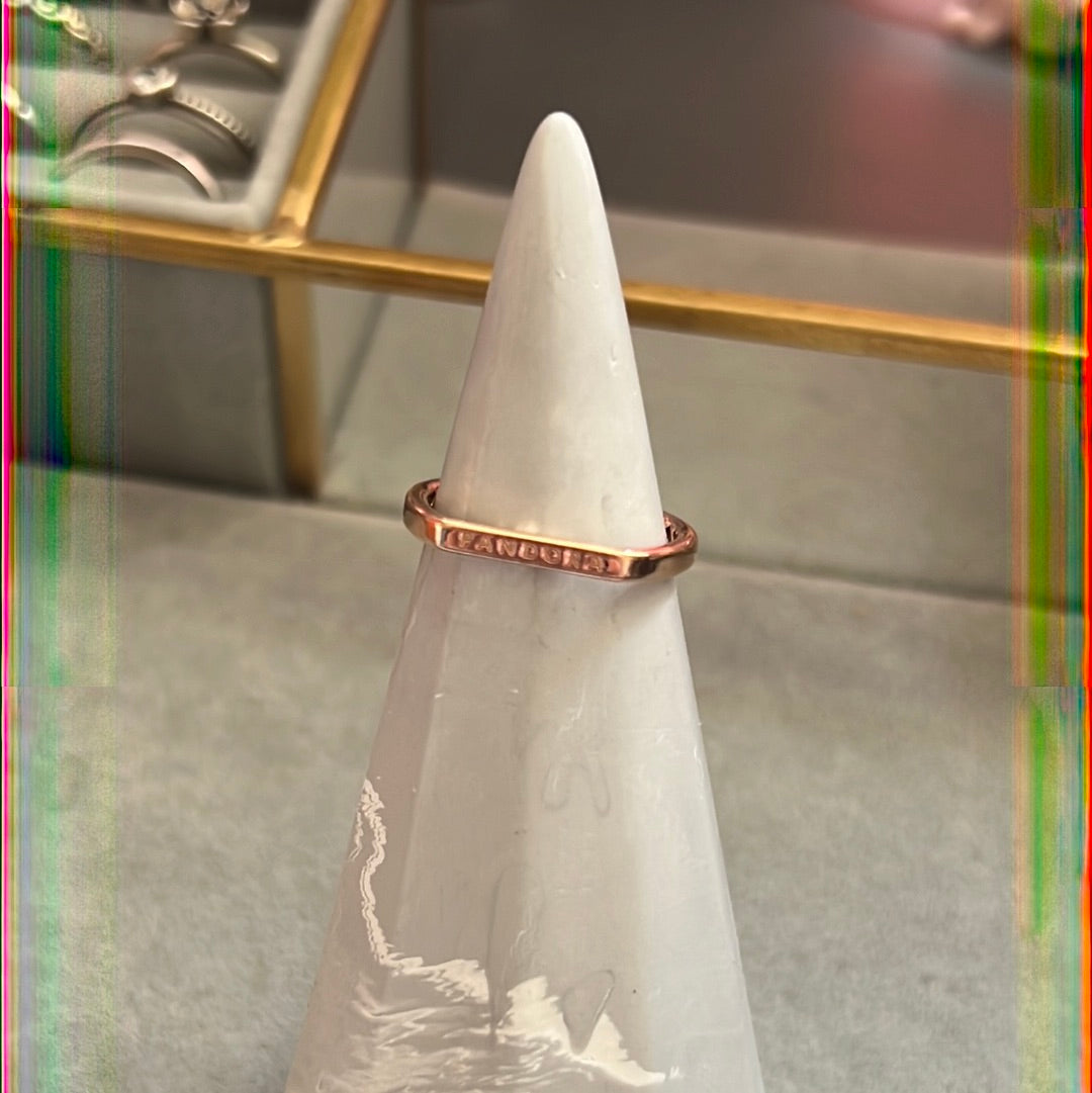 Genuine Pandora Rose Gold Ring Size .. Pandora Flat Ring Logo
