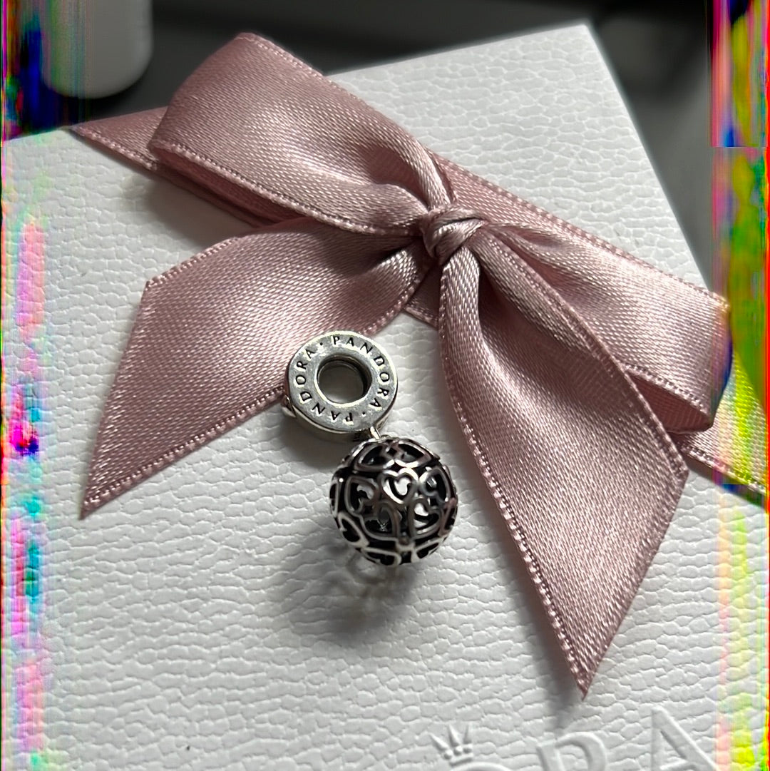 Genuine Pandora Heart Openwork Dangle Charm