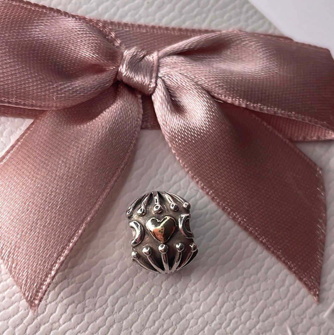 Genuine Pandora Two Tone Hugs and Kisses Gold Heart Charm