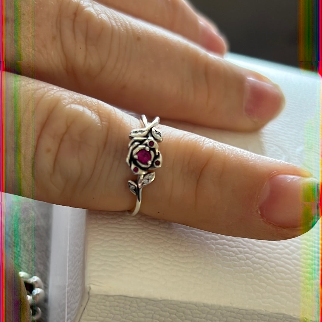 Genuine Pandora Disney Belle’s Rose Pave Ring Size 56