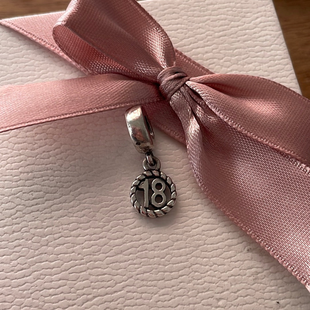 Genuine Pandora 18th 18 Birthday Dangle Charm
