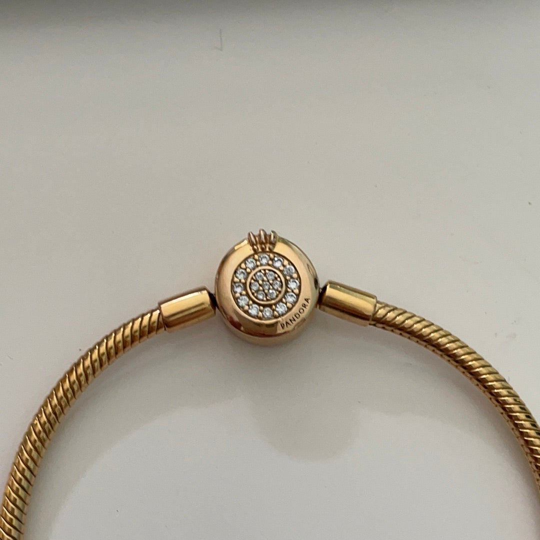 Genuine Pandora Moments Shine Bracelet 17cm Crown Pave Clasp