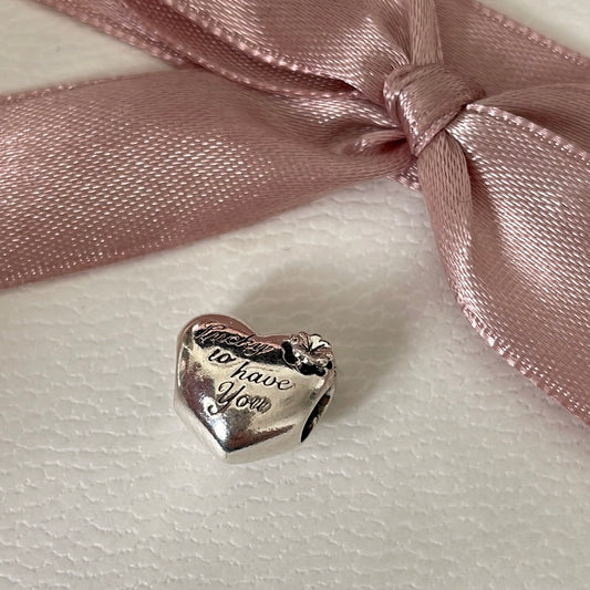 Genuine Pandora Mum Heart Charm New Style “Lucky to have you “