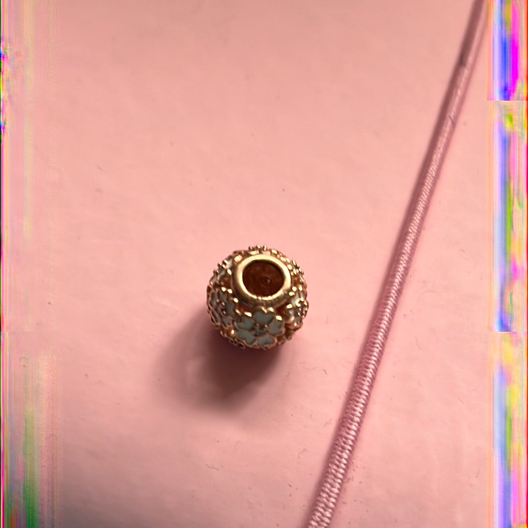 Genuine Pandora Rose Gold White Enamel Openwork Cherry Blossom Flower Charm