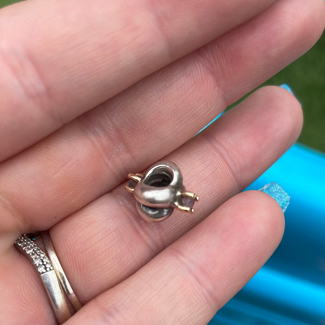 Genuine Pandora Two Tone Rare Purple Amethyst Knot Charm