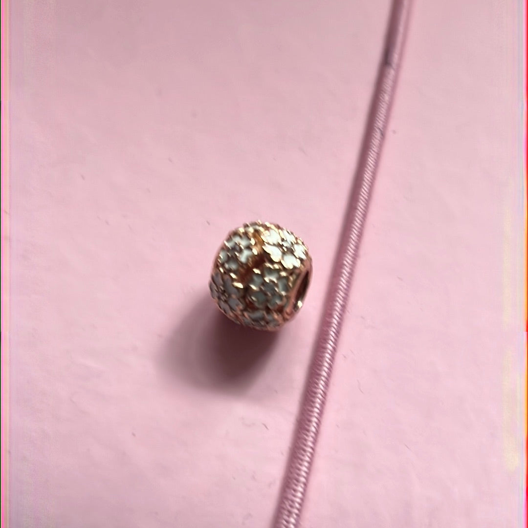 Genuine Pandora Rose Gold White Enamel Openwork Cherry Blossom Flower Charm