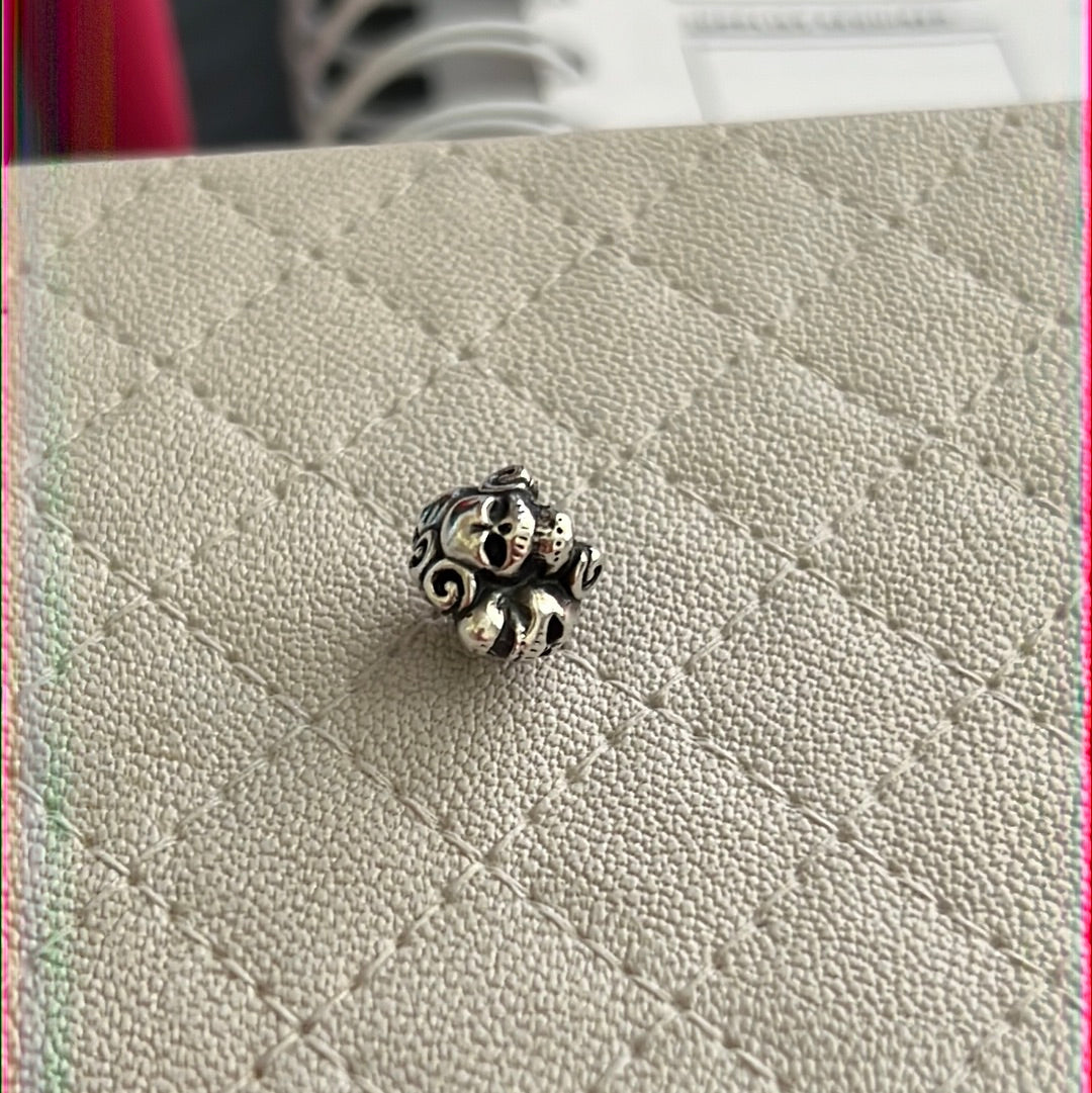 Sterling Silver Skull and Swirl Charm