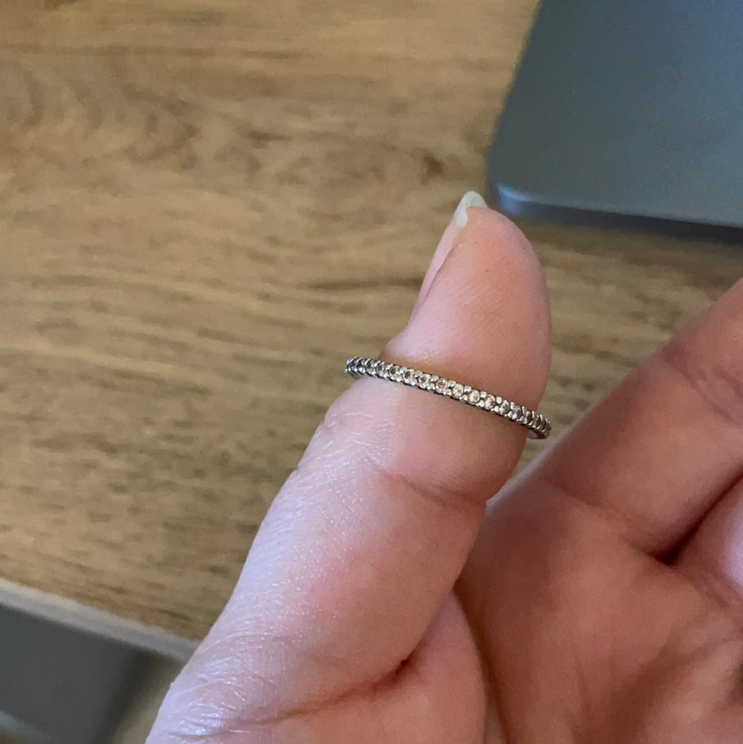 Genuine Pave Sparkle Band Ring Stacker Ring Size 60