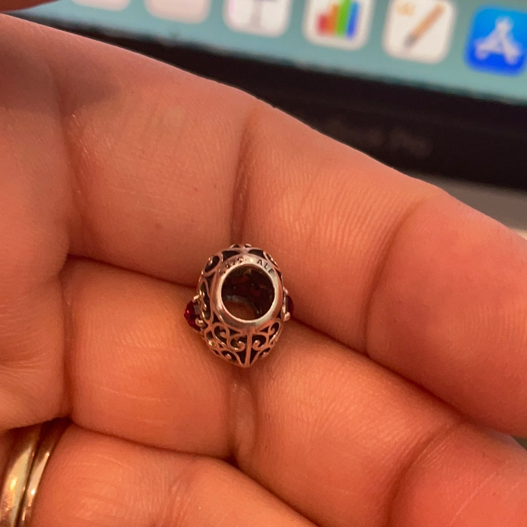 Genuine Pandora Red Heart Birthstone Cerise Pink Birthstone