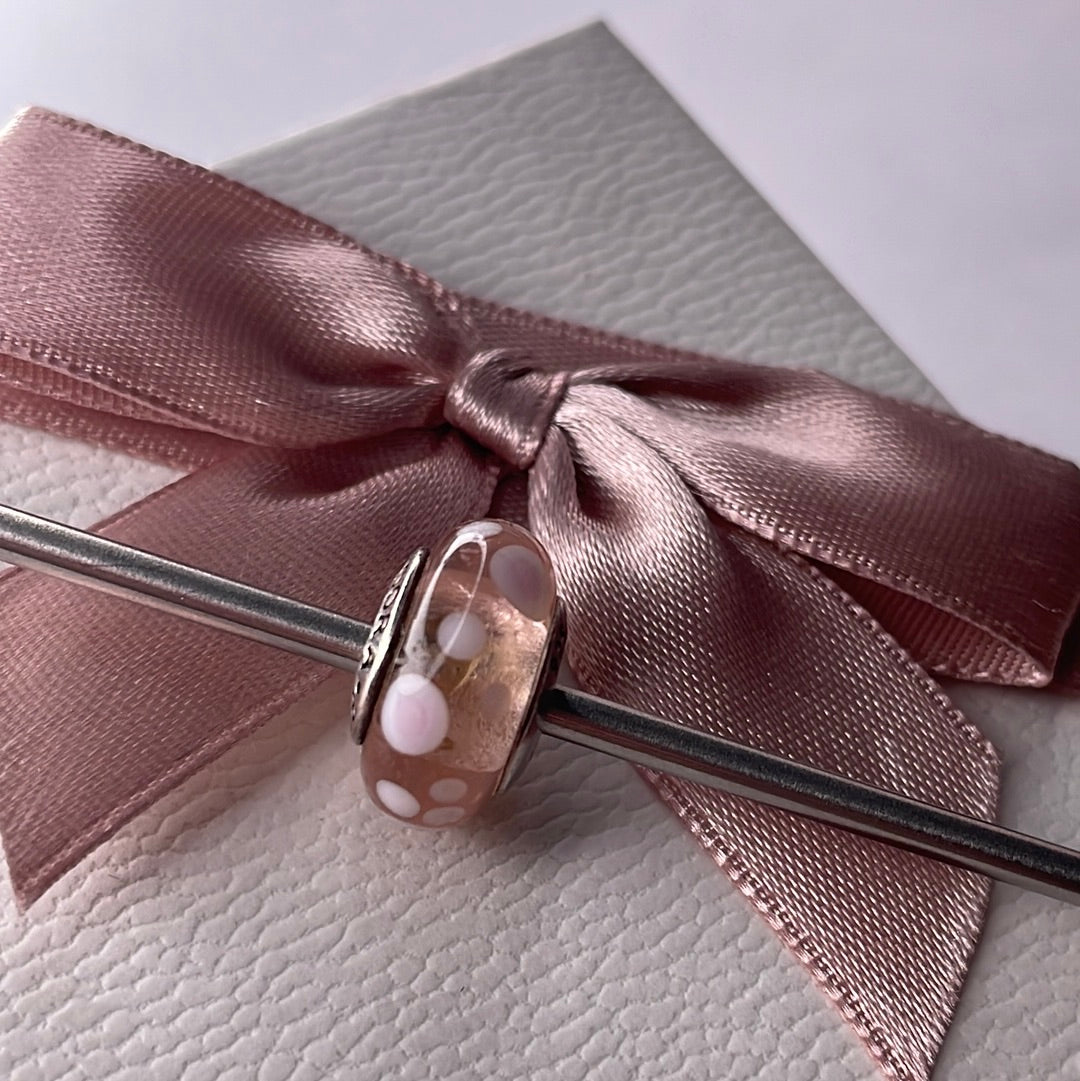 Genuine Pandora Pink Dotted Polka Dot Murano Glass Charm