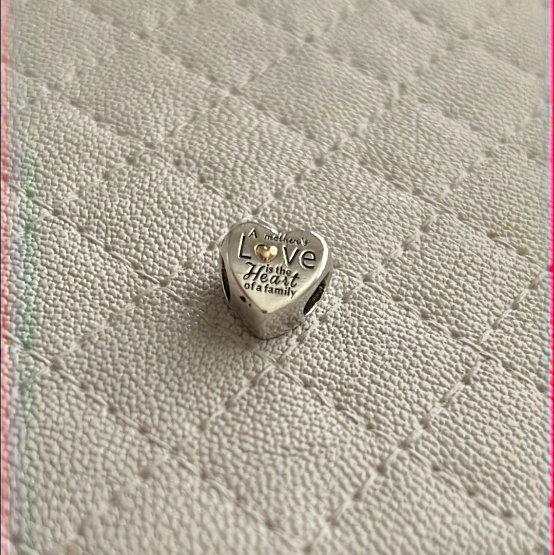 Genuine Pandora Two Tone Mother’s Love Heart Charm