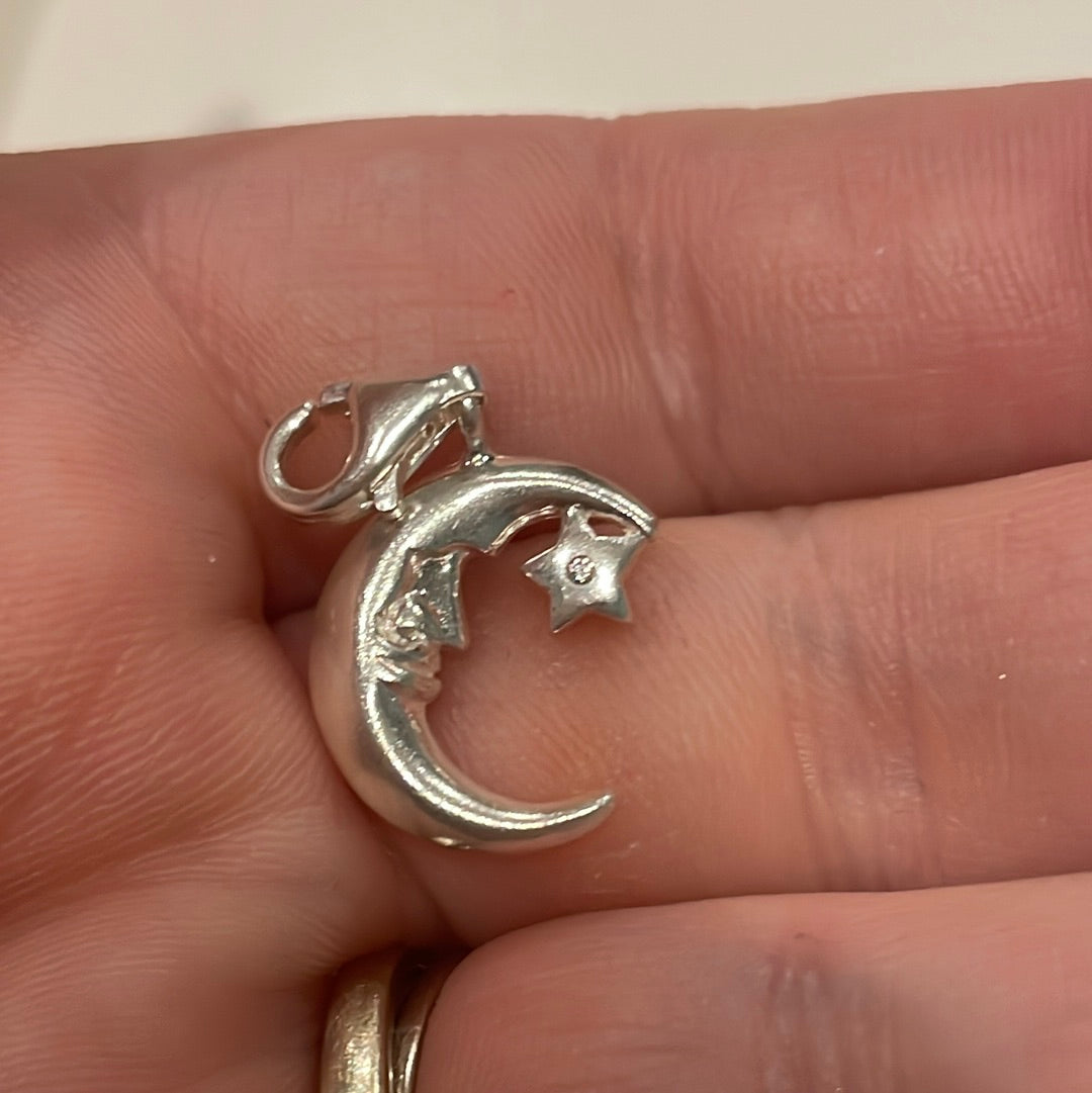 Genuine Thomas Sabo Sterling Silver Dangle Moon and Star Charm