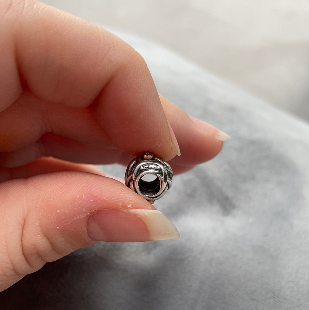 Genuine Pandora Two Tone Diamond Ripple Twinkle HTF Charm