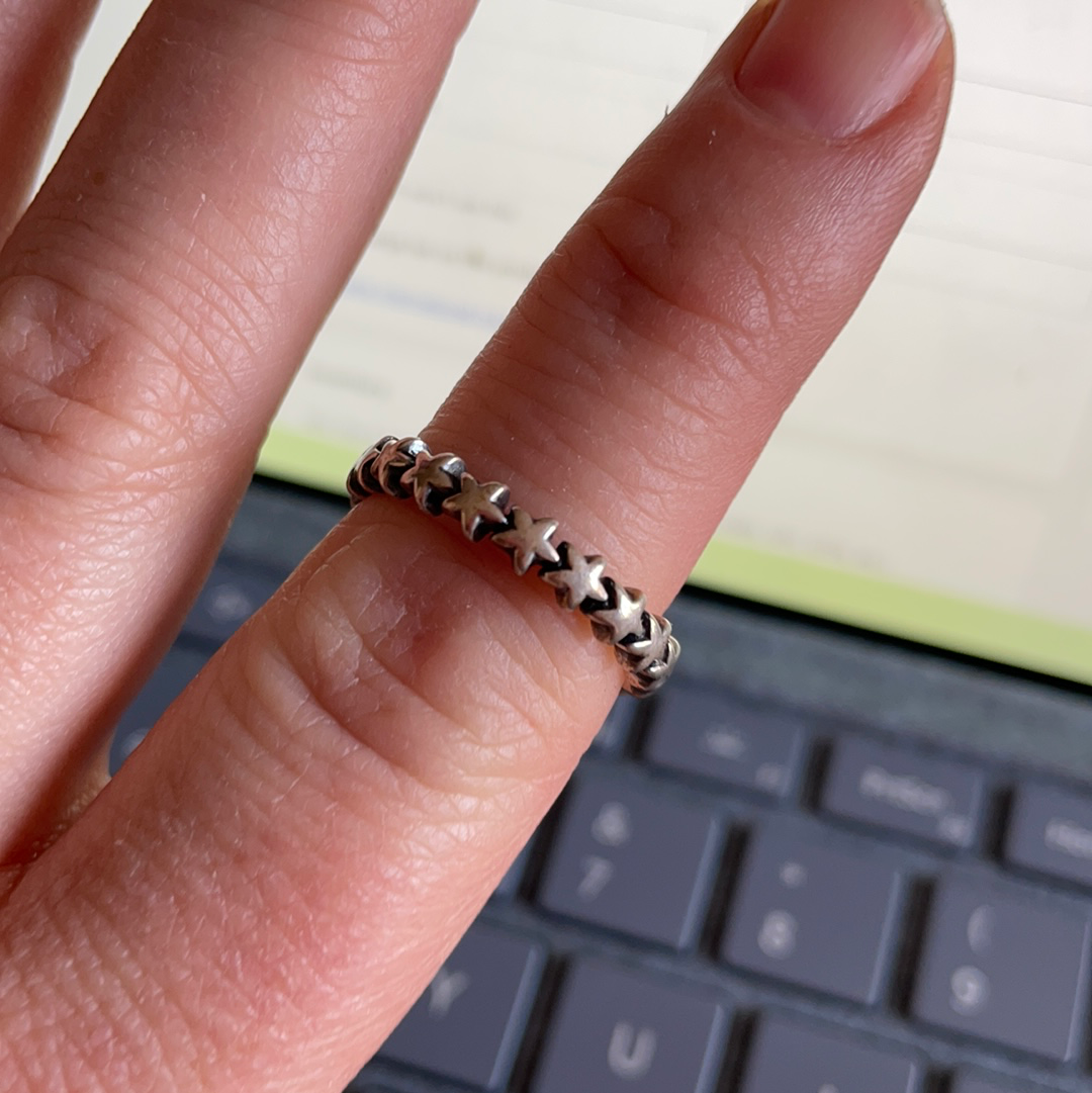 Genuine Pandora Star Band Ring Stacker Ring Size 52