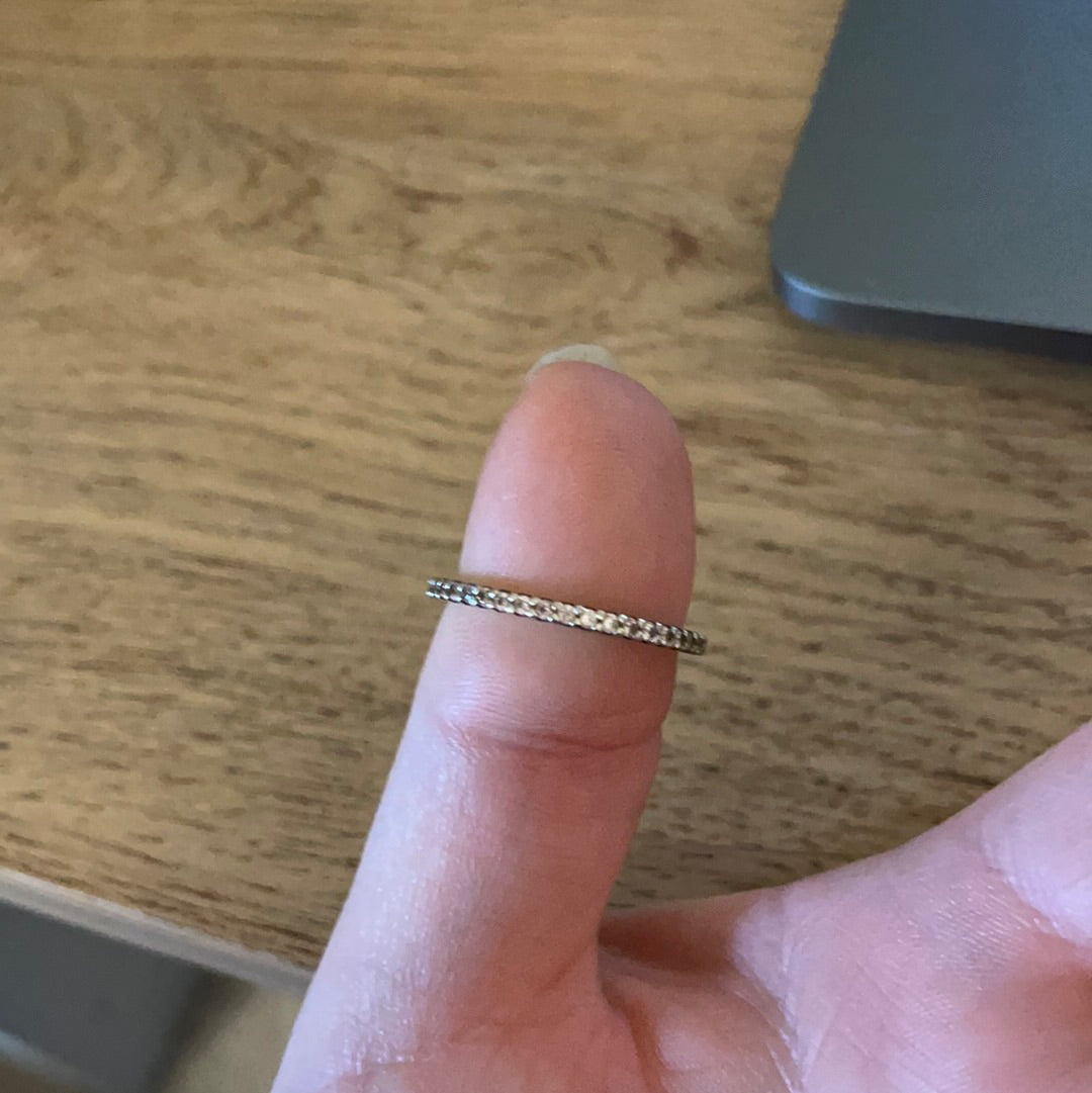 Genuine Pave Sparkle Band Ring Stacker Ring Size 60