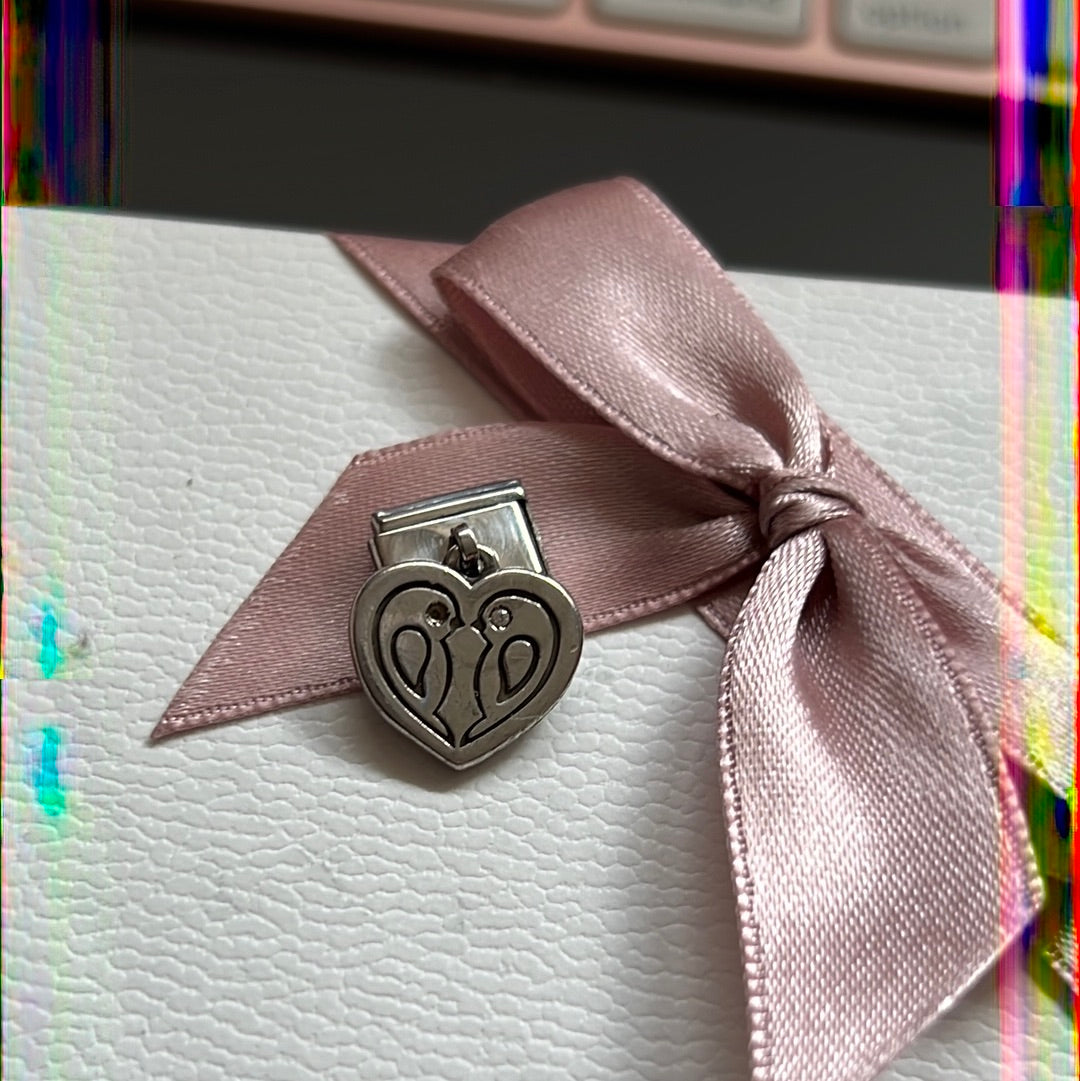 Genuine Nominations Silver Link Charm Dangle CZ Love Birds