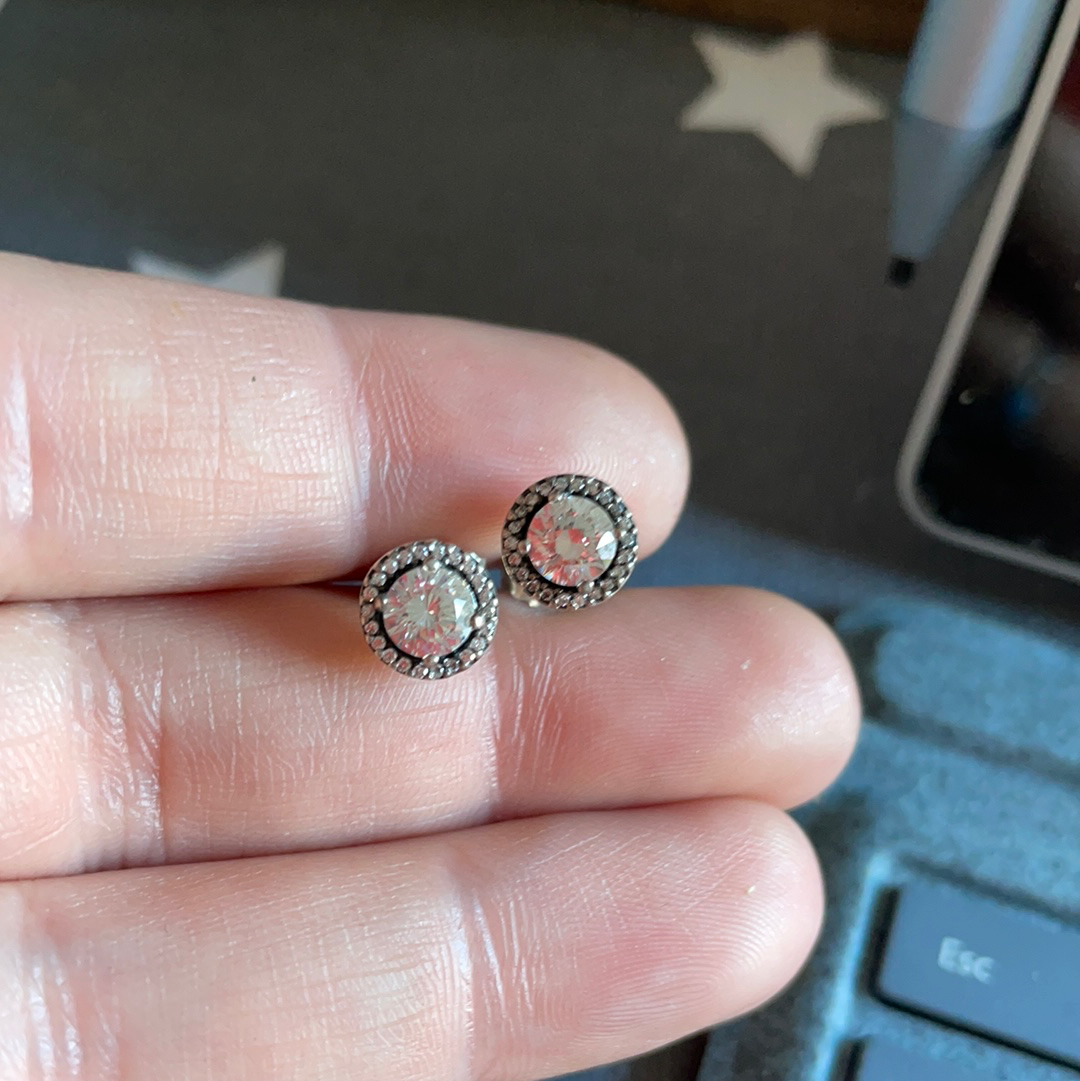 Genuine Pandora Beautiful Clear Circle Earrings Studs BEAUTIFUL