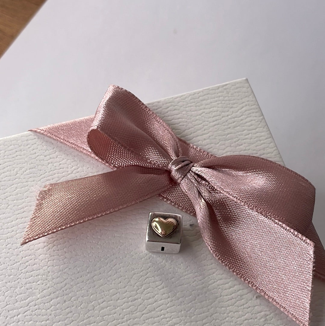 Genuine Pandora I Love You Two Tone Cube Dice Charm