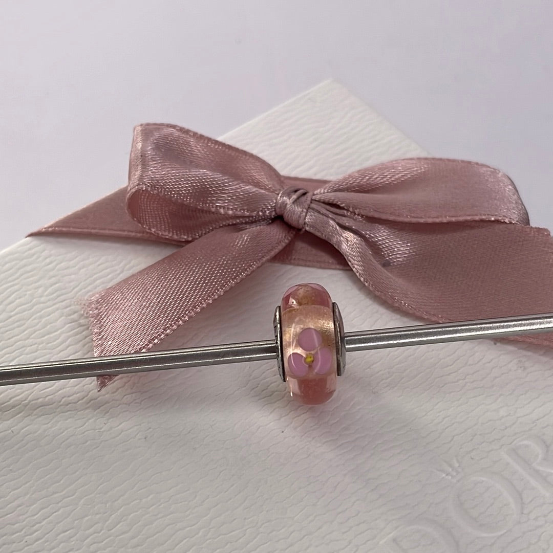 Genuine Pandora Pink Flower Murano Charm