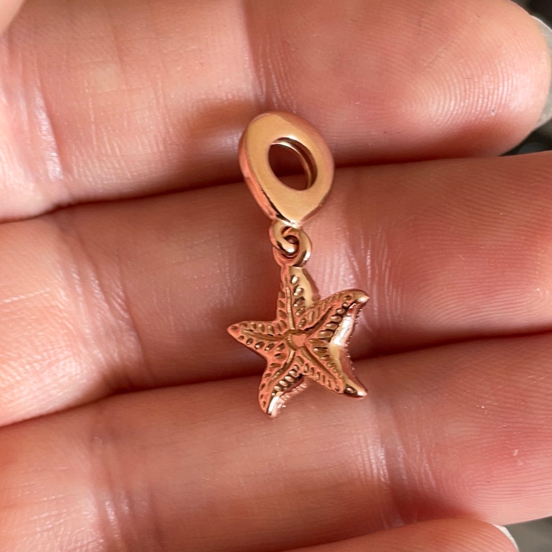 Genuine Pandora Rose Gold Beautiful Blue Starfish Dangle Charm