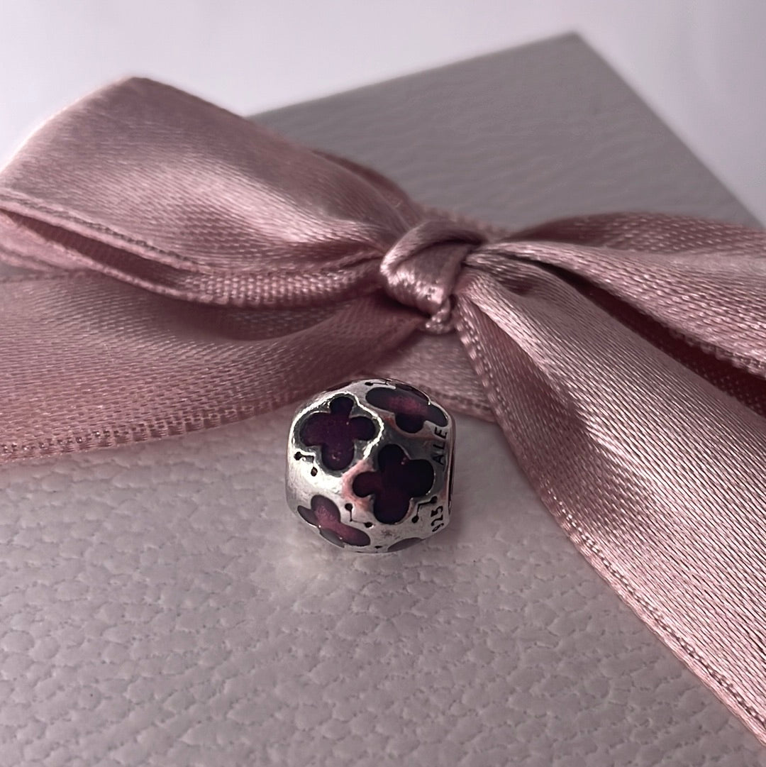 Genuine Pandora Red Enamel Butterfly Ball Silver Charm