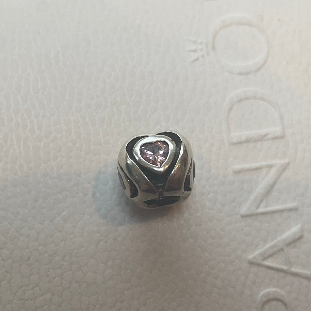 Genuine Chamilia CZ pink heart openwork
