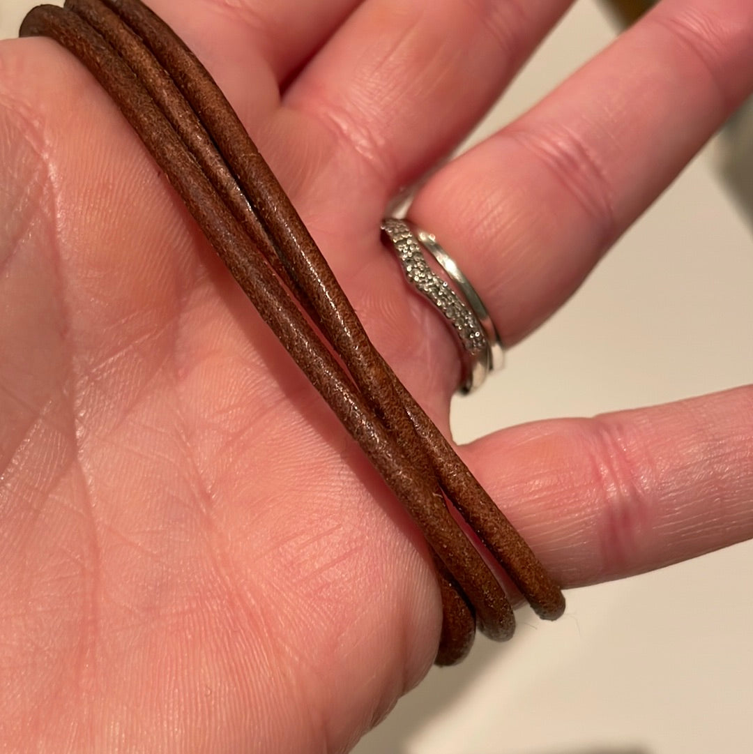 Genuine Pandora Tan Leather Triple Wrap Around Bracelet 57cm in total