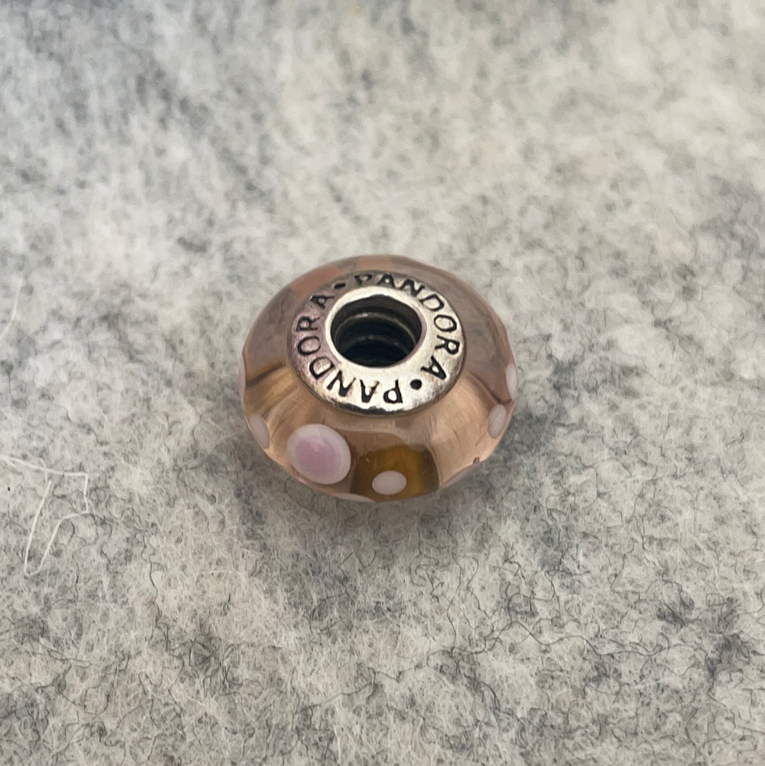 Genuine Pandora Pink Dotted Polka Dot Murano Glass Charm