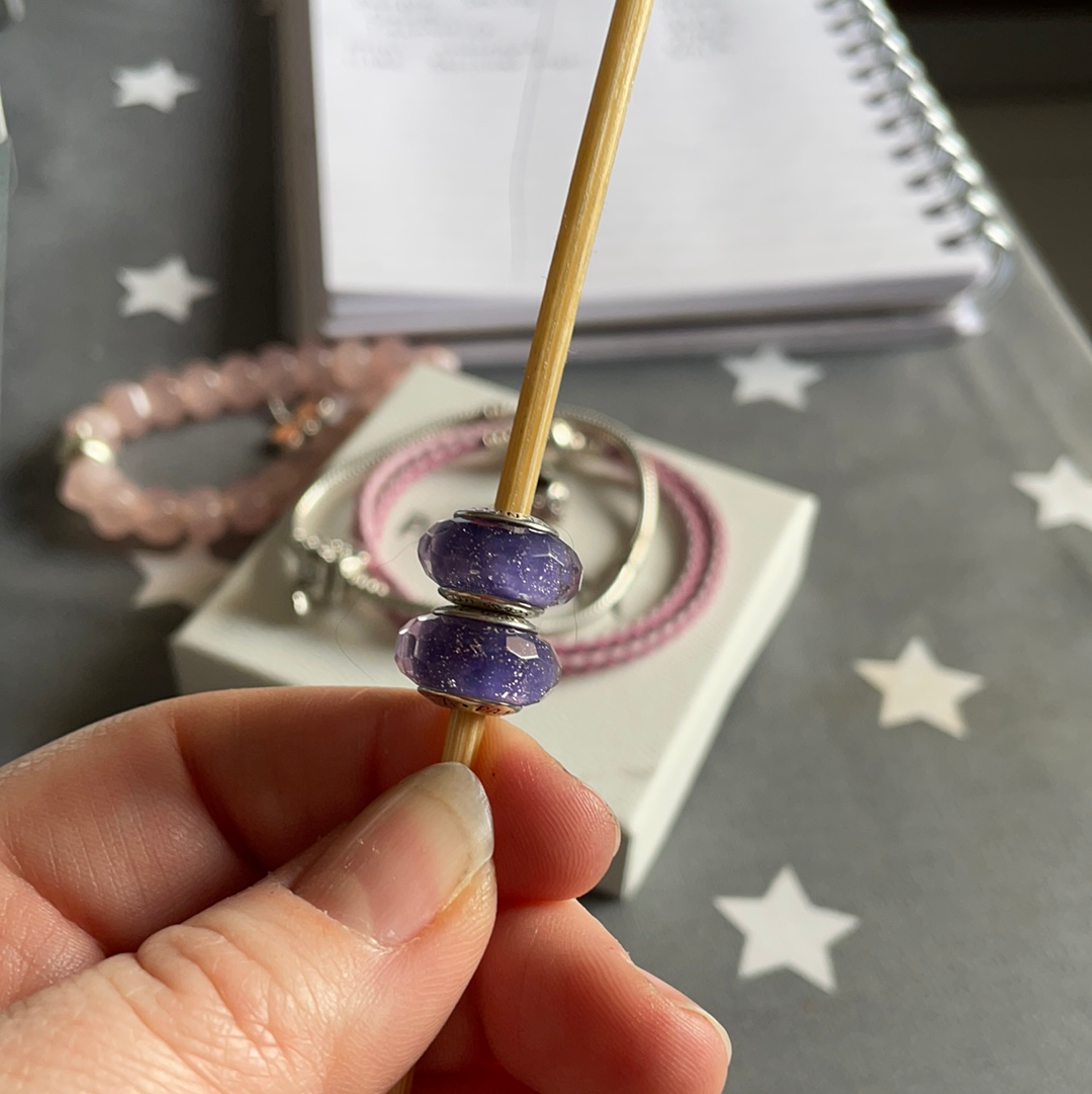 Genuine Pandora Purple Lilac With Glitter Fleck Faceted Murano Glass Charm