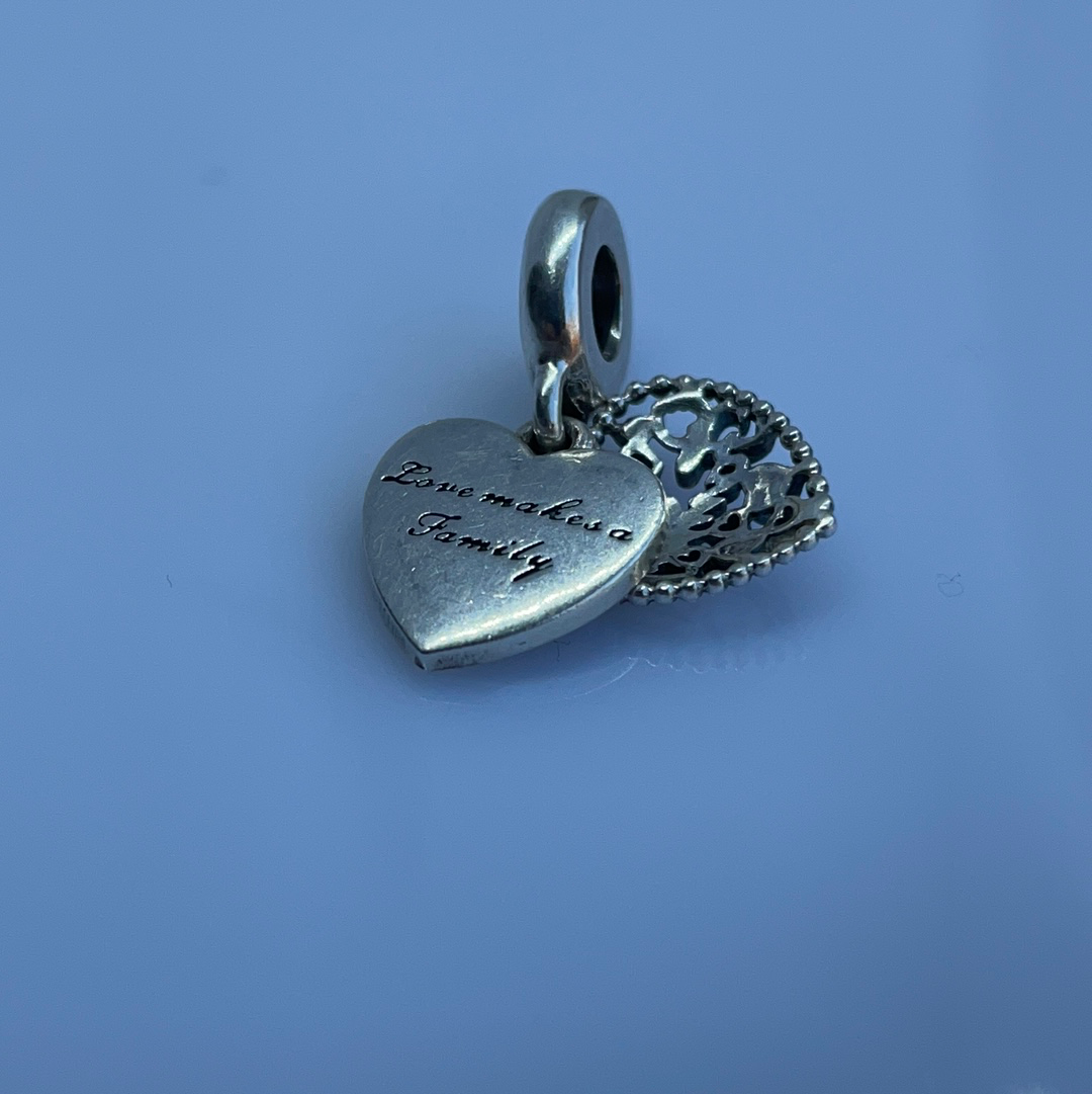 Genuine Pandora Pink Family Heart Enamel Charm Dangle Gift
