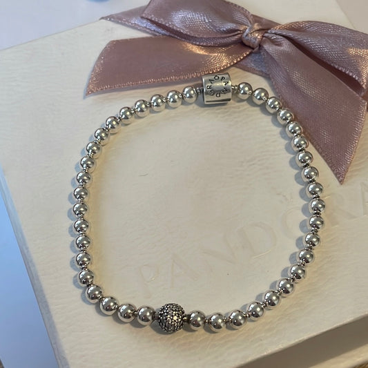 Genuine Pandora Beaded Pave Bracelet 21cm