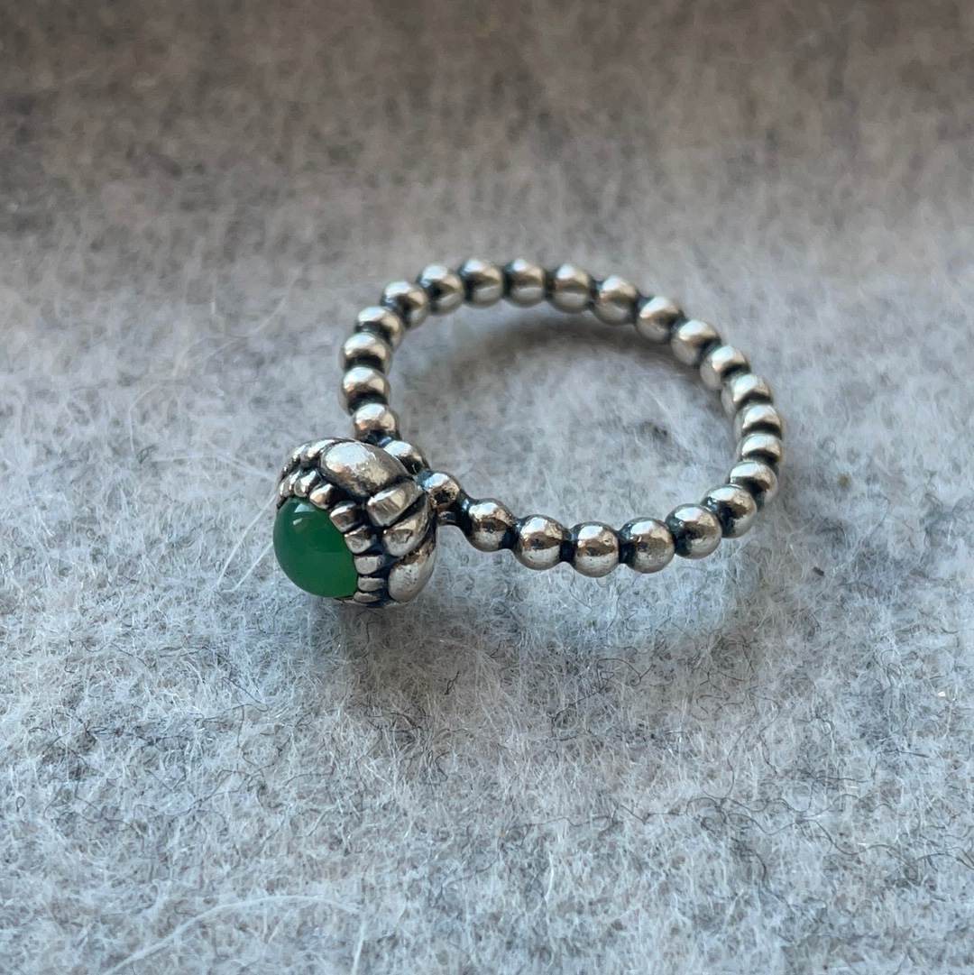 Genuine Pandora Ring Size 52 Green Birth Stone