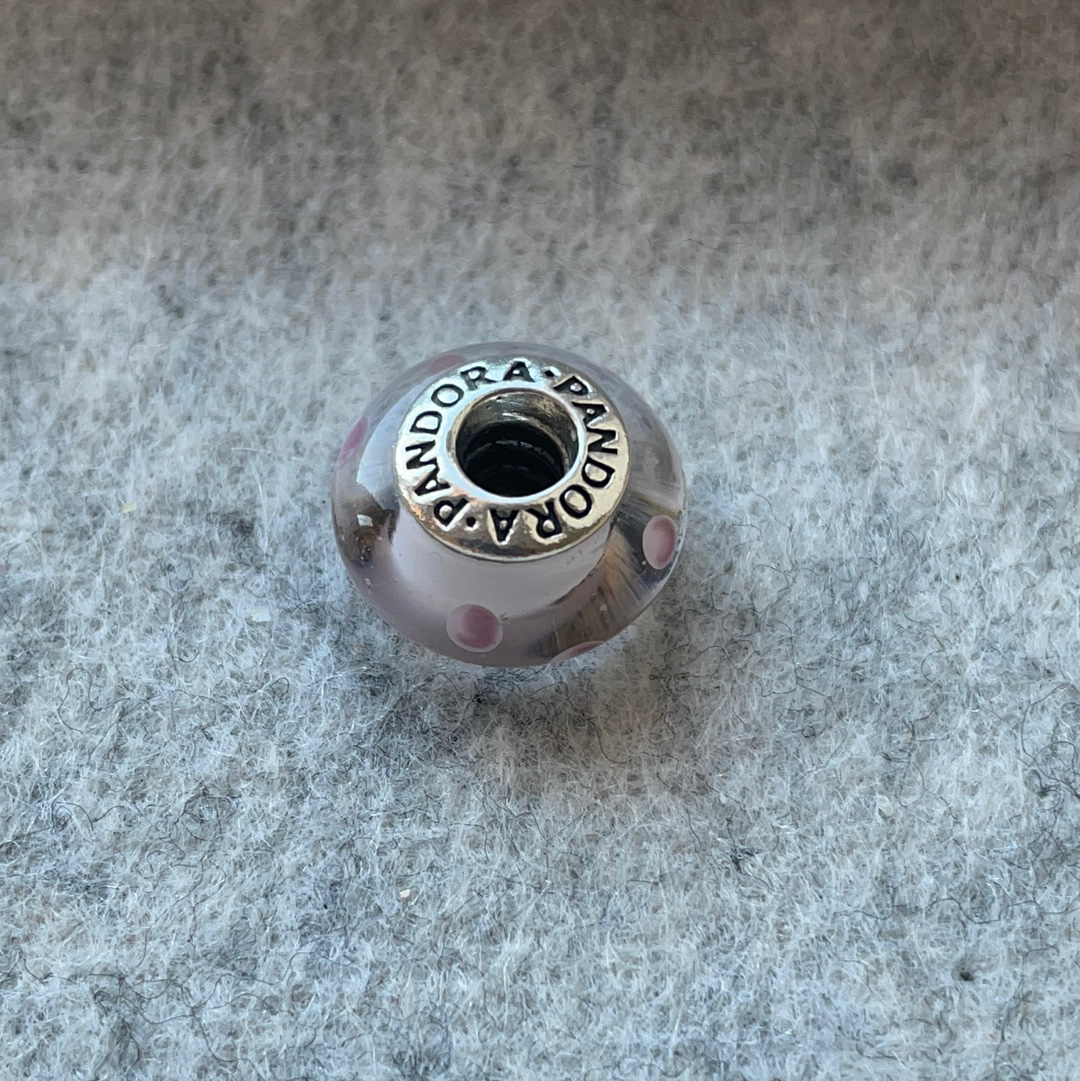 Genuine Pandora Pink or Blue Polka Dot Murano Charm VARIOUS COLOURS