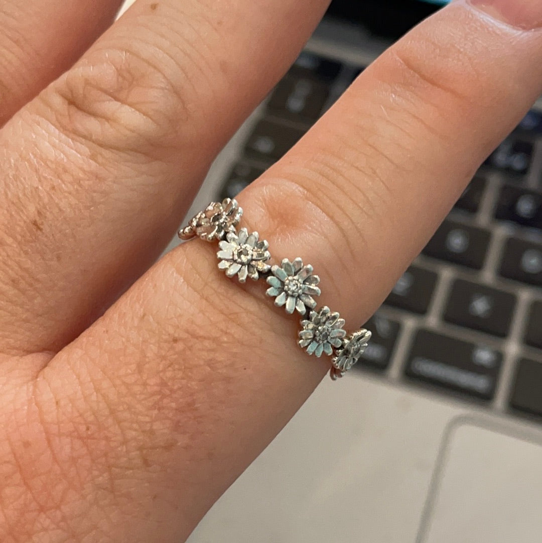 Genuine Pandora Pave New Style Flower Crown Daisy Ring Size 50