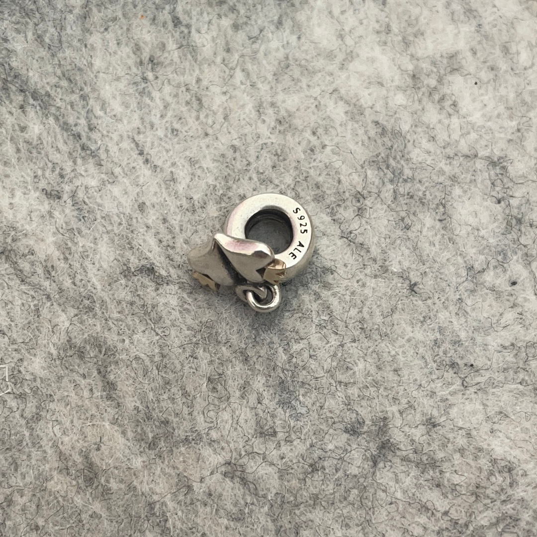 Genuine Pandora Two Tone Dangle King and Queen Dangle Gold Crowns