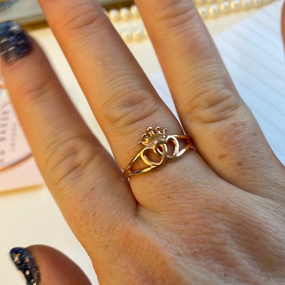 Genuine Pandora Rose Gold Interlinked Heart With Crown Ring Size 60