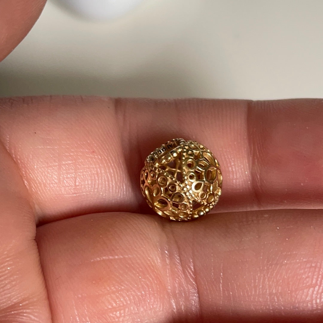 Genuine Pandora Shine Gold Openwork Flower Charm