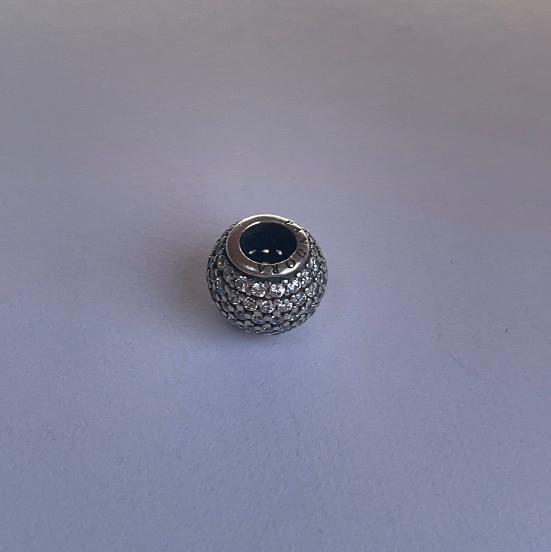 Genuine Pandora Pave Sparkle Ball Charm Clear